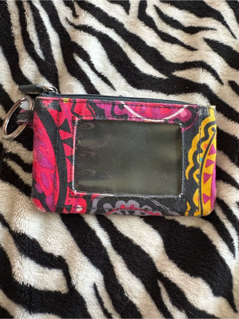 Vera Bradley Pink Black Yellow Patterned ID Card Holder